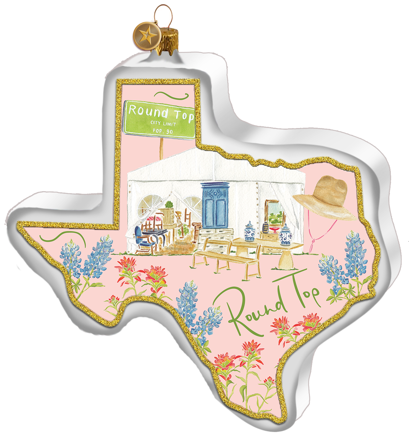 Round Top Catherine Cartie City Capsule 2025 Texan Christmas Ornament