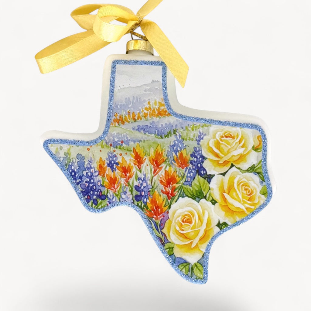 State of Texas Wildflowers Blown Glass Ornament | Texan Christmas 2026 Edition