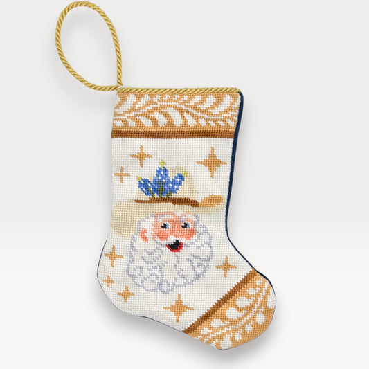 Bauble Stockings x Texan Christmas Cowboy Santa Needlepoint Mini Stocking