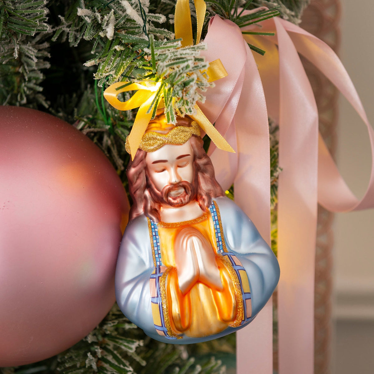 Jesus Praying Blown Glass Christmas Ornament – 2026 First Edition