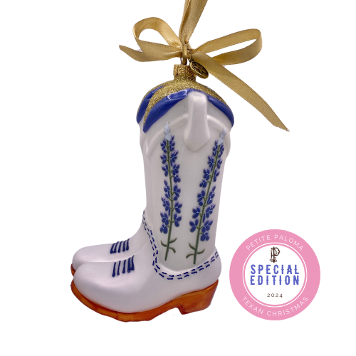 Texan Christmas x Petite Paloma Quinn Bluebonnet Boot Special Edition Ornament