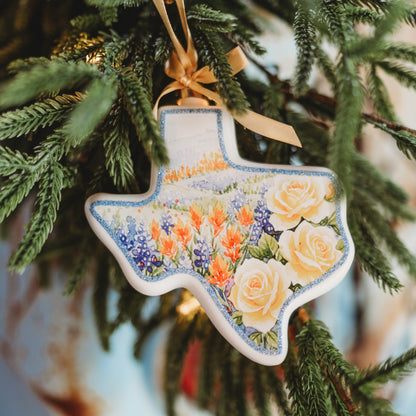 State of Texas Wildflowers Blown Glass Ornament  | Texan Christmas 2026 Edition