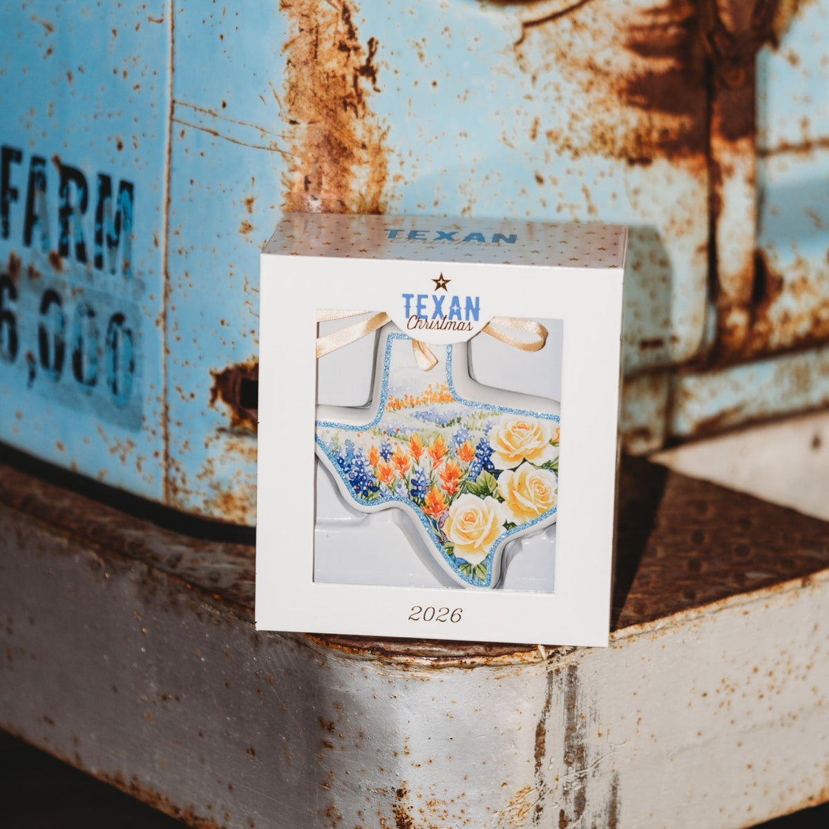State of Texas Wildflowers Blown Glass Ornament  | Texan Christmas 2026 Edition