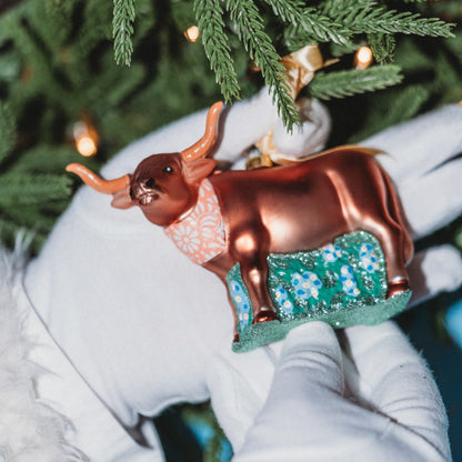 Texas Longhorn Blown Glass Christmas Ornament | Texan Christmas 2026 Edition